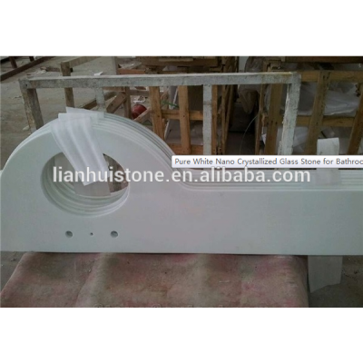 nano crystallized glass white artificial stone one piece bathroom sink and countertop