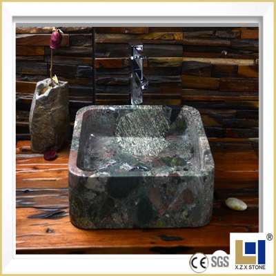 Natural wood stone pedestal bowl water sink